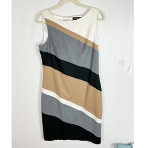 White House Black Market WHBM Womens Sheath Dress Diagonal Stripe Sleeveless 10